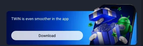 Banner λήψης της εφαρμογής Twin Casino για Android